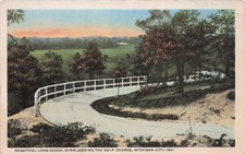 Michigan City IN Indiana Long Beach Golf Course Overlook DAMAGE Vtg Postcard 10A picture
