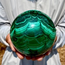 3.68LB Rare Natural Malachite quartz hand Carved sphere Crystal Healing Gem ball picture