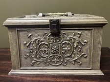 Vintage Max Klein MCM Avocado Green Plastic Sewing Box Storage Case w Tray picture