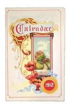 1912 Calendar Antique Vintage Poppies Embossed 12 Month Folding Card picture