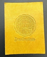 c1910 L20 Pratt Institute Brooklyn NY College Seal Tobacco Leather Antique picture