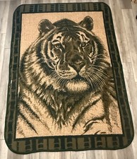 SAN MARCOS Blanket tiger graphic green/brown full size 61X84” pre-owned picture