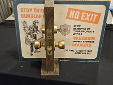 Vintage Weiser Locks Double Cylinder Deadlock Store Display Sign Door Hardware picture