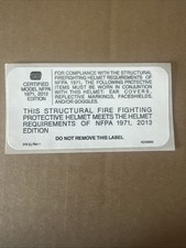 MSA CAIRNS Leather Fire Helmet Labels, NFPA LABEL (PRESENTATION ONLY) picture
