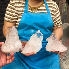 3 pieces 4.57LB Natural Transparent White Quartz Crystal Cluster Specimen 6751 picture