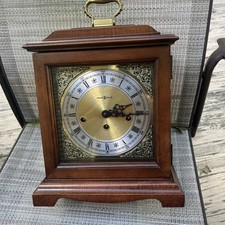 Vintage Howard Miller Mantel Clock 340-020 1/4 Hour Triple Chime Works 2 Jewels picture
