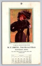 W.F. Smith Buggy Man Winterset Iowa Calendar Advertising Woman Postcard N006 picture