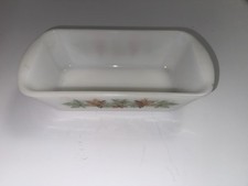 Vintage GlasBake Milk Glass Maple Leaf Loaf Pan J-522 picture