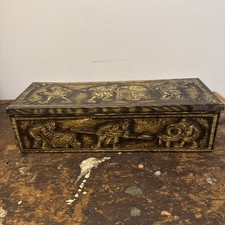 Vintage Dutch Biscuit Tin, Relief Bakers, Hinged Lid Victoria Dordrecht Holland picture