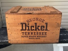 Vintage George Dickel Tennessee Sour Mash Whisky Whiskey Wood Crate w/Hinged Lid picture