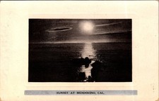 Antique Sunset at Mendocino Cal. Coastal View Postcard, Unposted picture