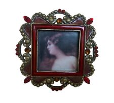 Vintage Miniature Bejeweled Victorian Style  Frame 2.5” x 2.5” picture