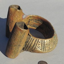 an exceptional large old antique bronze african bracelet ethiopia #156 picture