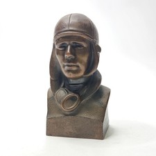 Vintage 1929 B. Arnold Bronze Charles Lindbergh Bust Bank American Aviator 1930 picture