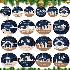 Soaoo 36 Pcs Nativity Ornaments Bulk for Christmas Tree Wooden Nativity Scene... picture