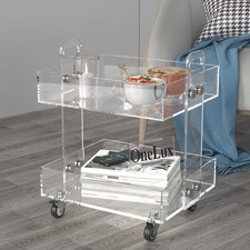 ONELUX (Flat Packed) Original Acrylic Side Table,Clear Table with Wheels,Acry... picture