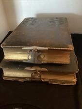 Antique Photo Album Lot of 2 Includes 96 CDV Photos Gold Leaf W Locking Clasps picture