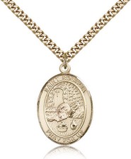 Saint Rosalia Medal For Men - Gold Filled Necklace On 24 Chain - 30 Day Mone... picture