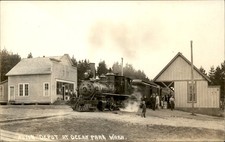 Ocean Park Washington WA Train Depot c1900s-10s Real Photo Vintage Postcard bhn picture