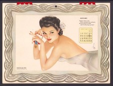 😲  EXCELLENT 1943 ALBERTO VARGAS 12 MONTH ESQUIRE PINUP GIRL CALENDAR VARGA ART picture