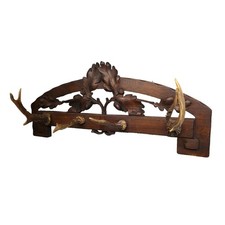 Beautiful Antique Black forest hat rack 1900s With antlers 23