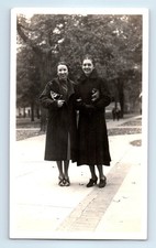 Old Vintage Photo PAIR DUO WOMEN OUTSIDE ANTIQUE PHOTOGRAPH SNAPSHOT PICTURE picture