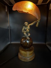 Maitland Smith ?   Monkey lamp with Palm Leaf Shade READ Reproduction? Very Cool picture
