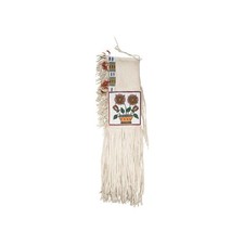 Old Native American Floral Saddle Bag Western Leather Beaded Fringe Handmade picture