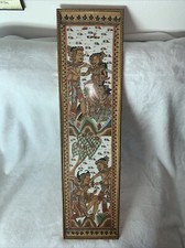 Vintage Antique Kamasan Bali Hindu Framed Fabric Painting Wayang Style Art 36” picture