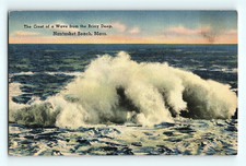 c1940s Nantasket Beach Mass Crest of a Wave from Briny Deep  Linen Postcard G8 picture