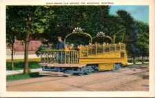 Postcard Sight Seeing Street Car Trolly Around Mountain Montreal Quebec QC 11417 picture