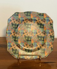Rare Vintage Royal Winton Grimwades Tartans Chintz Square Plate Dish 20.5cm picture