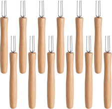 Set of 12 Stainless Steel Corn Holders with Wooden Handle picture