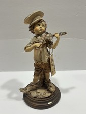 Vintage Signed Giuseppe Arman Figurine Boy Violin 491 w/tags Capodimonte picture