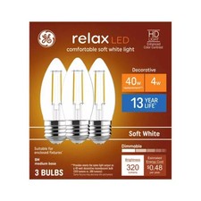 GE Relax HD B11 LED Light Bulbs, Decorative Candle Bulbs, 40 Watt Replacement, S picture