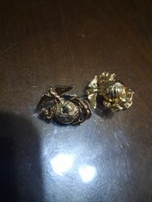 Vintage USA Marine Corps Metal Gold Eagle Globe Anchor Screw on Lapel Pin Krew 2 picture