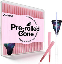 100 PACK Pink Cones Rolling Paper | King Size | 108Mm | Pre Rolled Cones with Pa picture