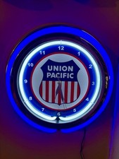 Union Pacific Railway Railroad Train Station Neon Style LED Clock Sign picture
