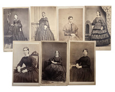 Antique 1860s Civil War Era Victorian Women Fashion CDV Photos Lot (7) picture