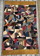 Antique Vtg Centennial Crazy Quilt Early American 1800s 68”x43” Handmade #2 picture