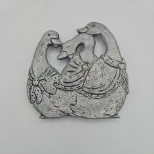 Vintage Pewter Trivet Three Geese- 5.25