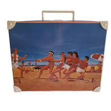 Vintage Coca Cola Beach Themed Mini Plastic Briefcase Purse Carrying Case picture