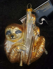 New Sloth Ornament Glass Robert Stanley Christmas 4” picture