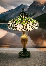 M.S. Co Aurene 21” Table Lamp With A Meyda Tiffany Leaded Shade  picture
