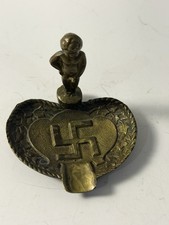 Vintage WWII Era Anti-Nazi Satirical Brass Ashtray Manneken Pis Style Exc. Cond. picture