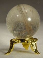 BUTW 21mm Natural Brazilian Rutilated Quartz Sphere Lapidary with Stand 5981C picture