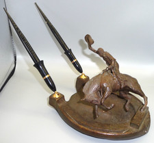 Double Bronze Desk Set-2 Sheaffer White Dot Touchdown Pens-see description picture