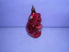 Antique Glass Red Singing Frog Holding Accordion Christmas Ornament picture