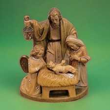 Vintage Anri Nativity Holy Family Jesus Joseph Mary Angel Wood Carved Figurine  picture