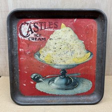 Antique Vintage tin lithograph Castles Ice Cream Advertising Tray picture